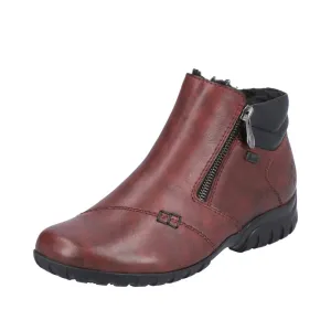 Rieker Chaussures L4655-35 Cheville Zip RTex Vin/Noir