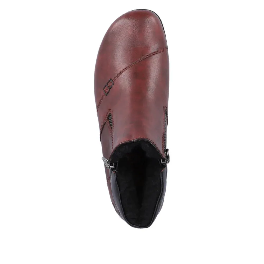 Rieker Chaussures L4655-35 Cheville Zip RTex Vin/Noir