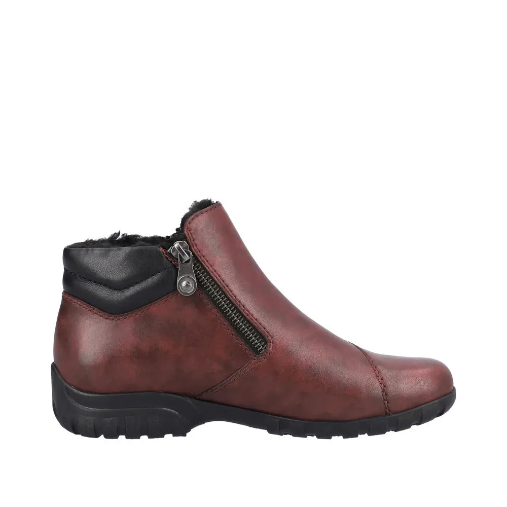 Rieker Chaussures L4655-35 Cheville Zip RTex Vin/Noir