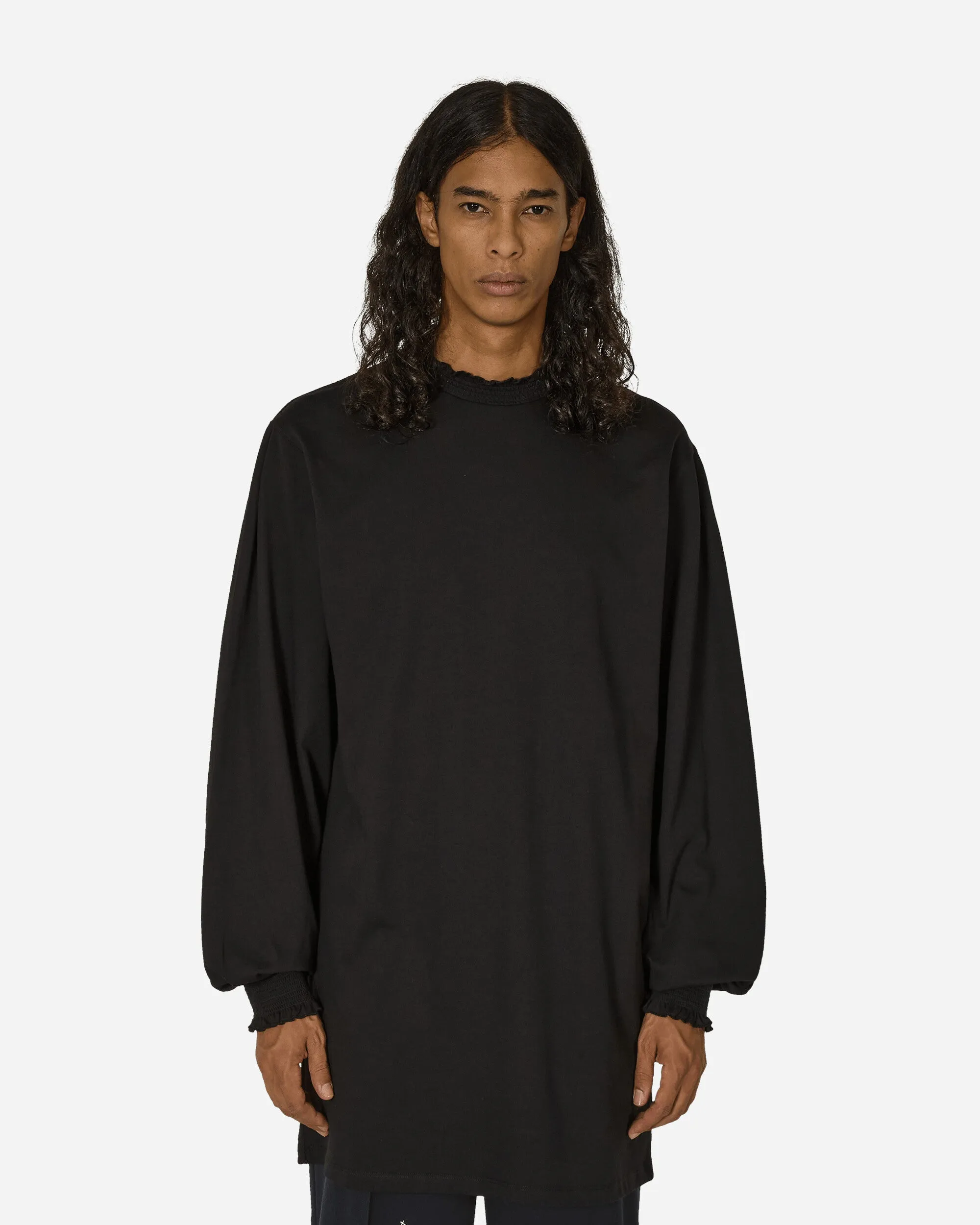 Robe longue à manches longues à volants Noir