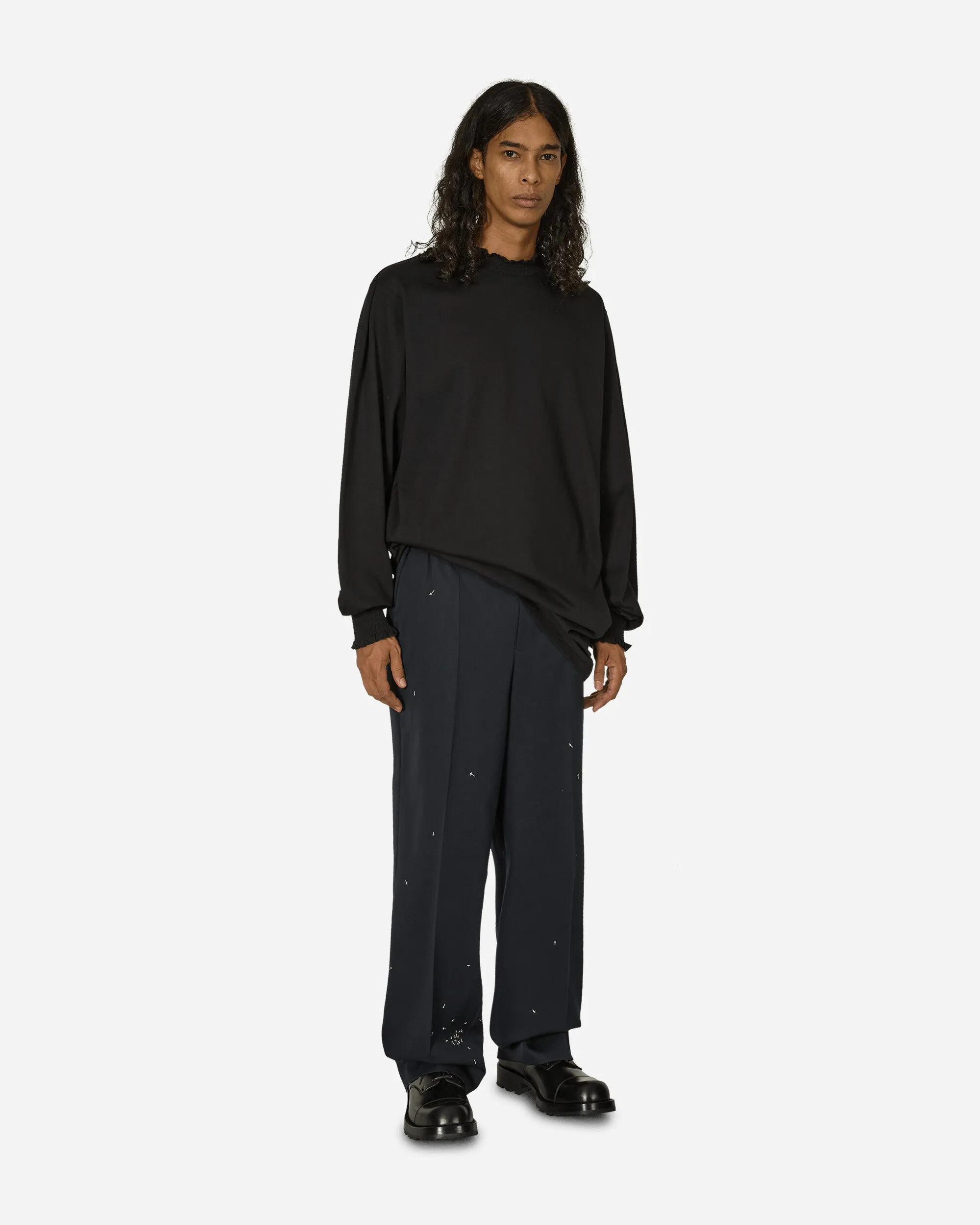 Robe longue à manches longues à volants Noir