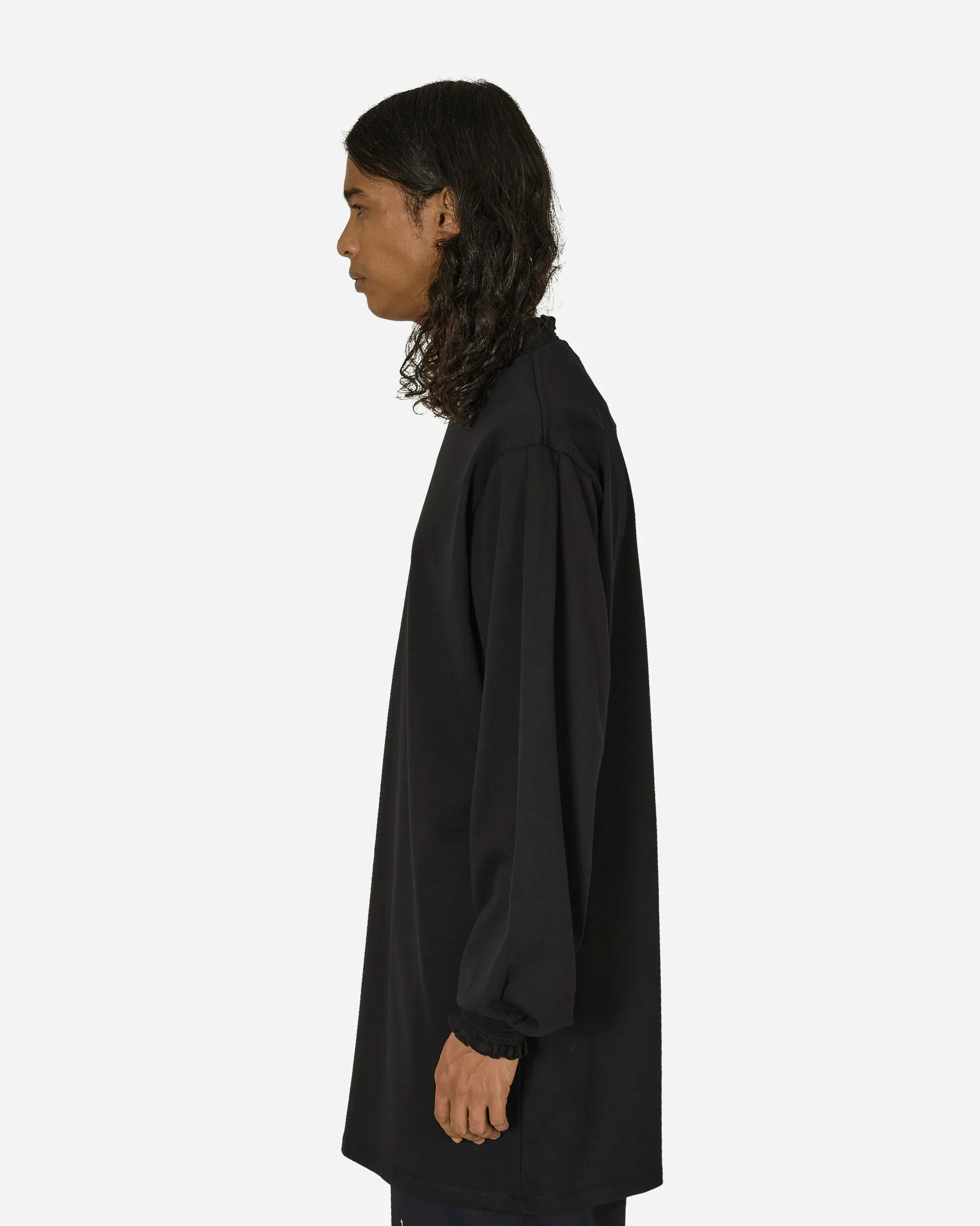 Robe longue à manches longues à volants Noir