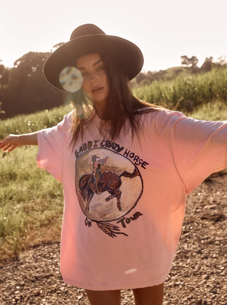 SABBI T-shirt oversize Crazy Horse - Rose