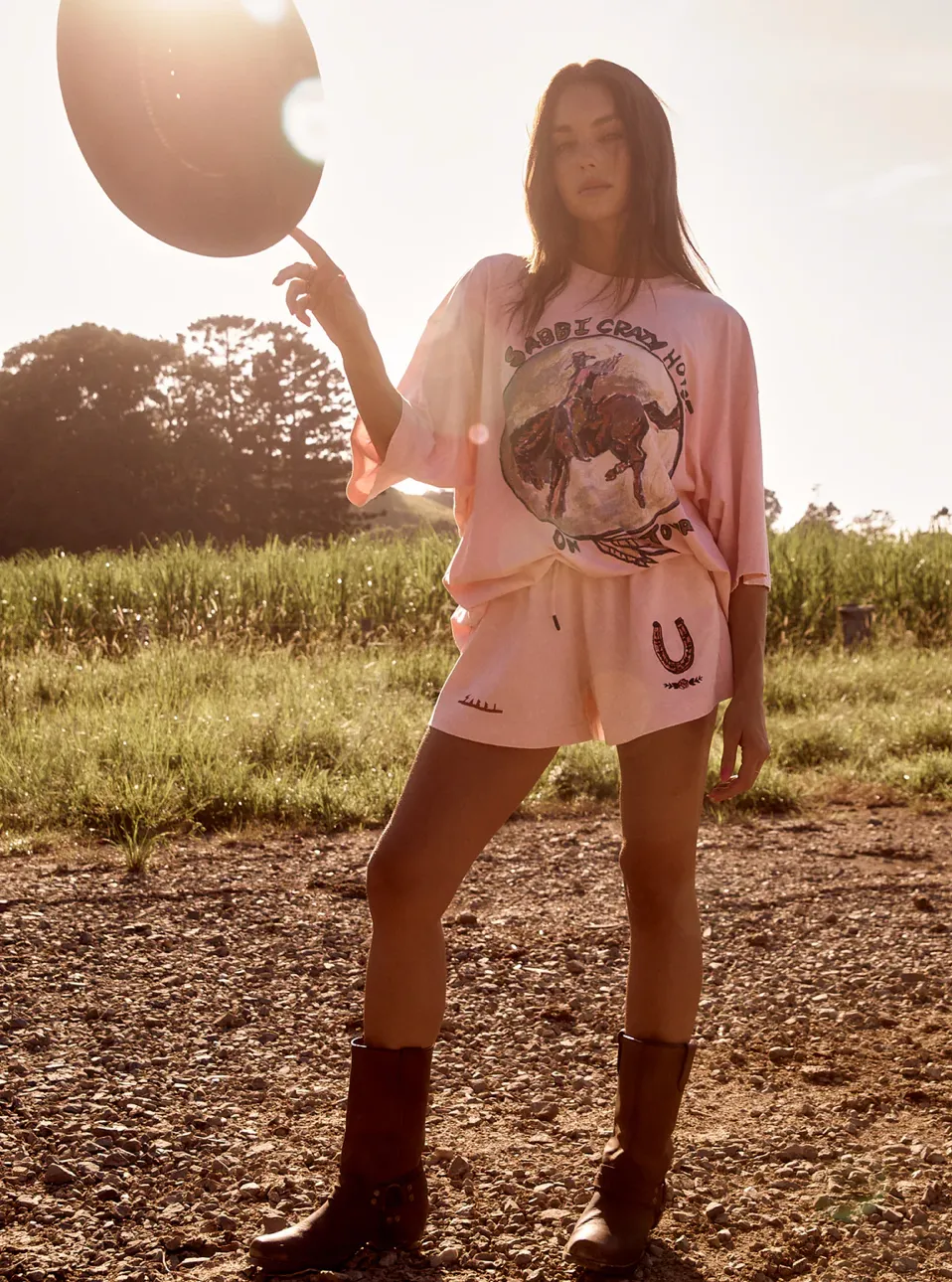 SABBI T-shirt oversize Crazy Horse - Rose