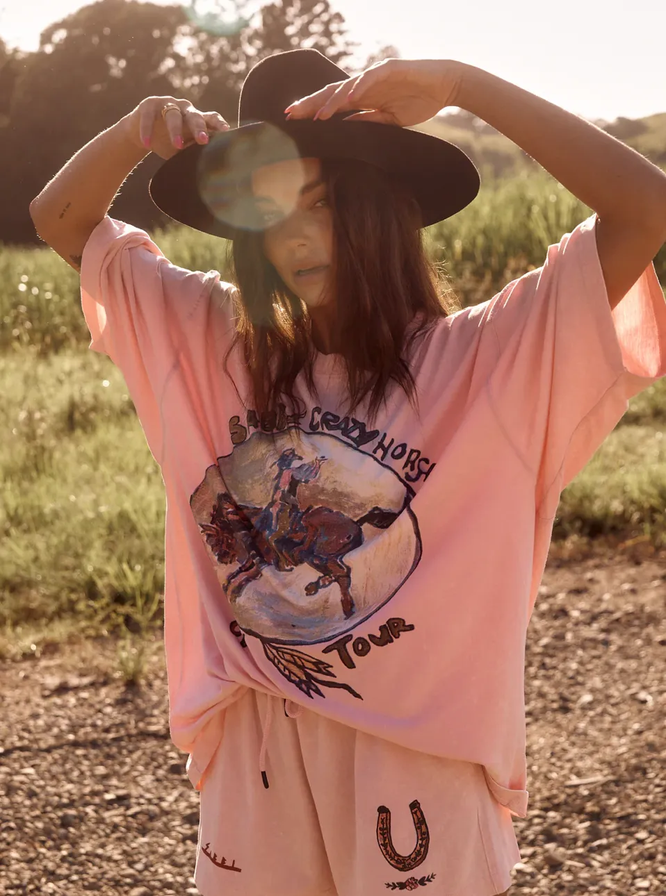 SABBI T-shirt oversize Crazy Horse - Rose