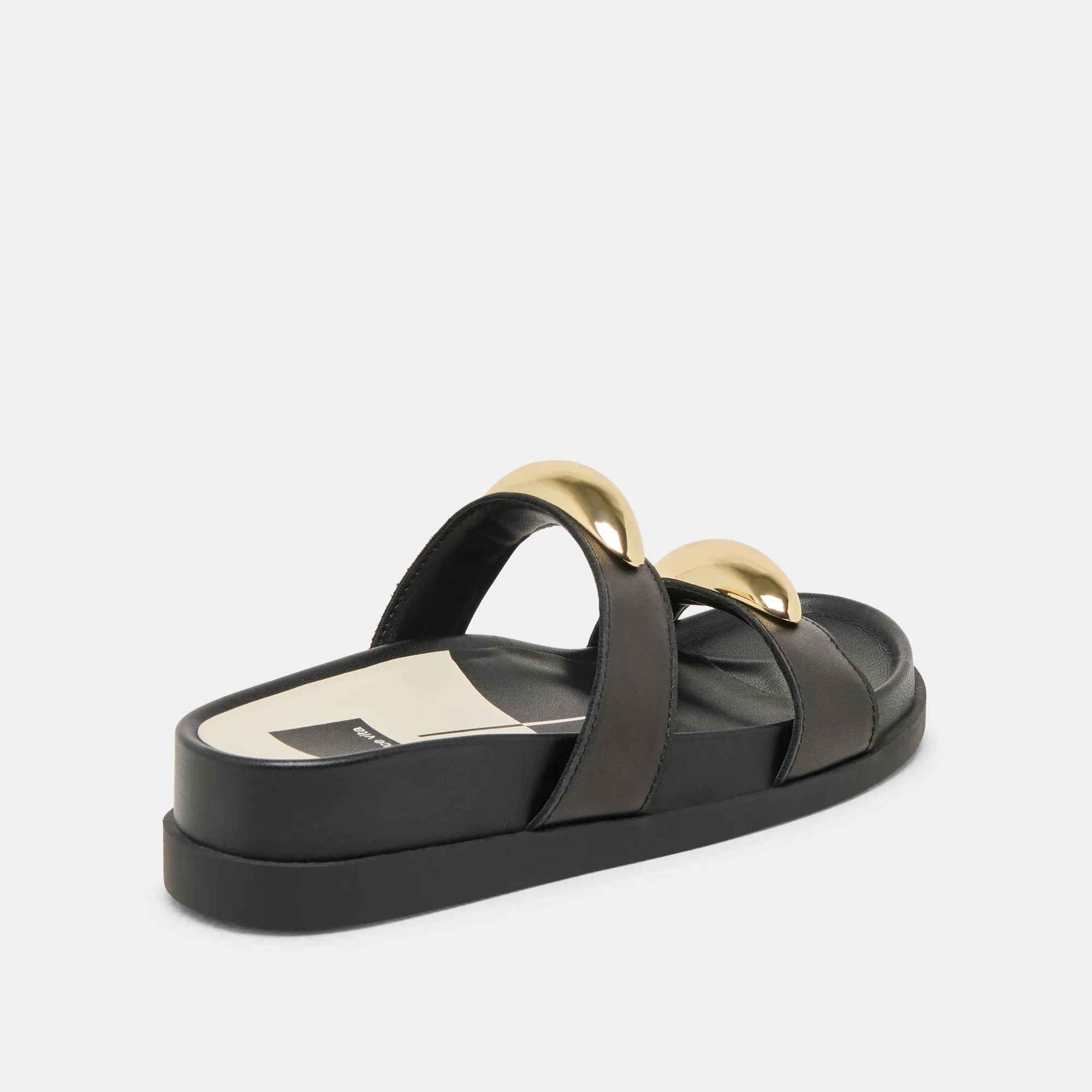 SANDALES SATINE EN CUIR NOIR