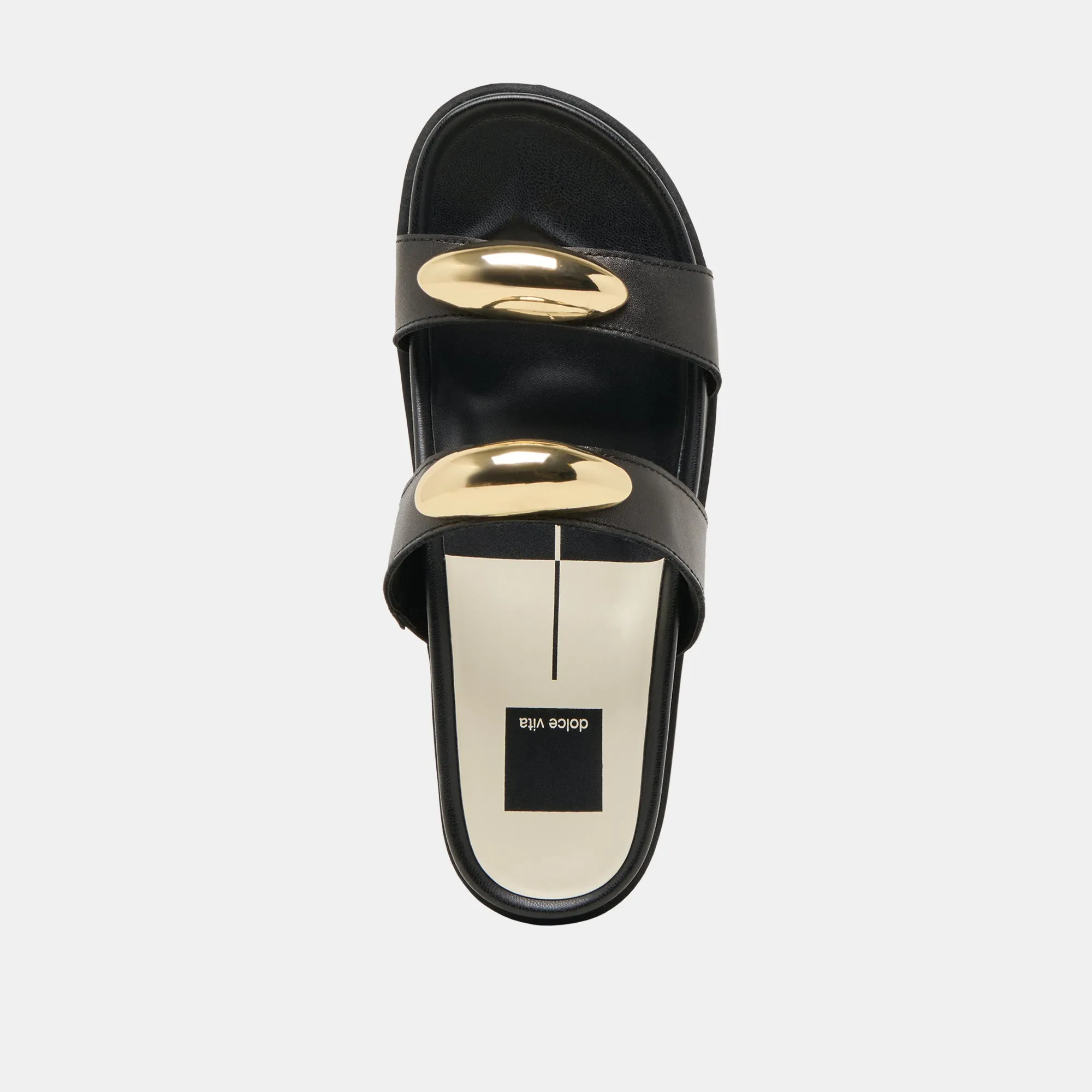SANDALES SATINE EN CUIR NOIR