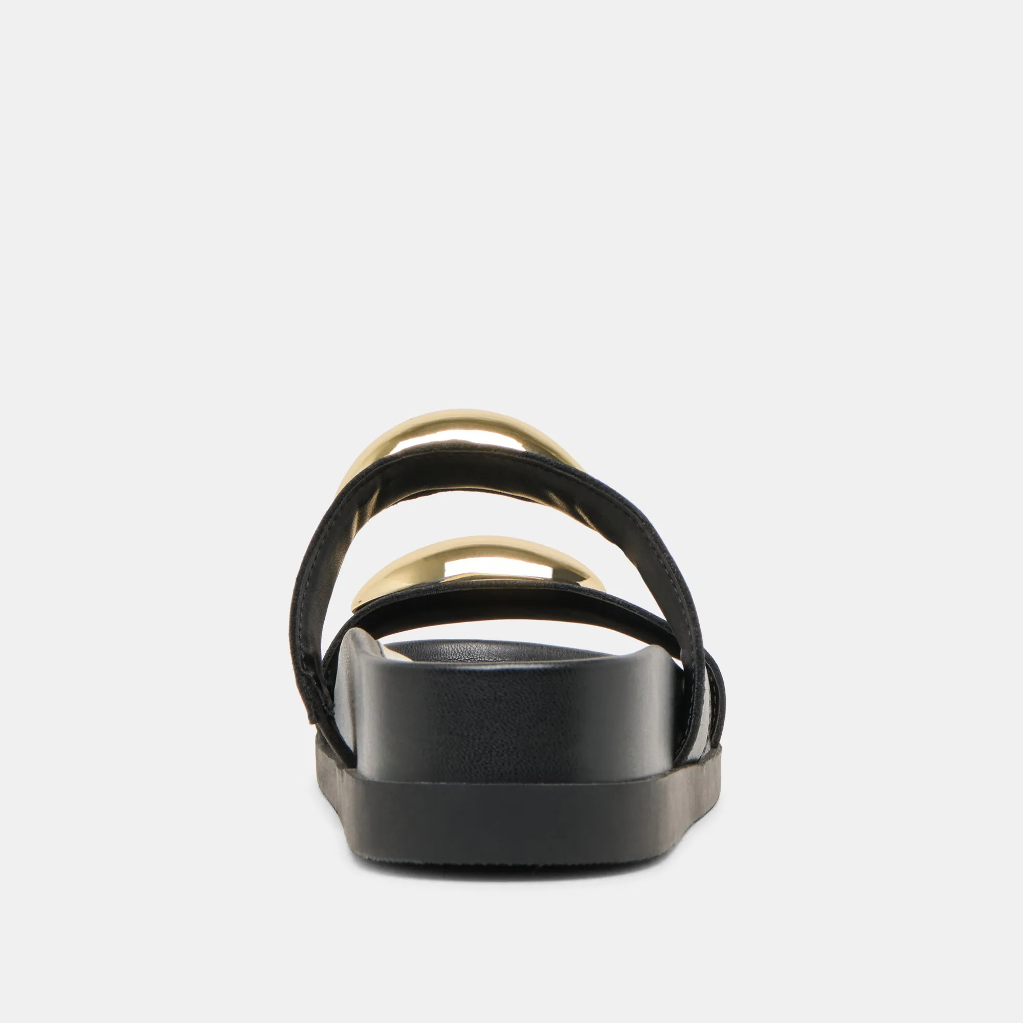 SANDALES SATINE EN CUIR NOIR