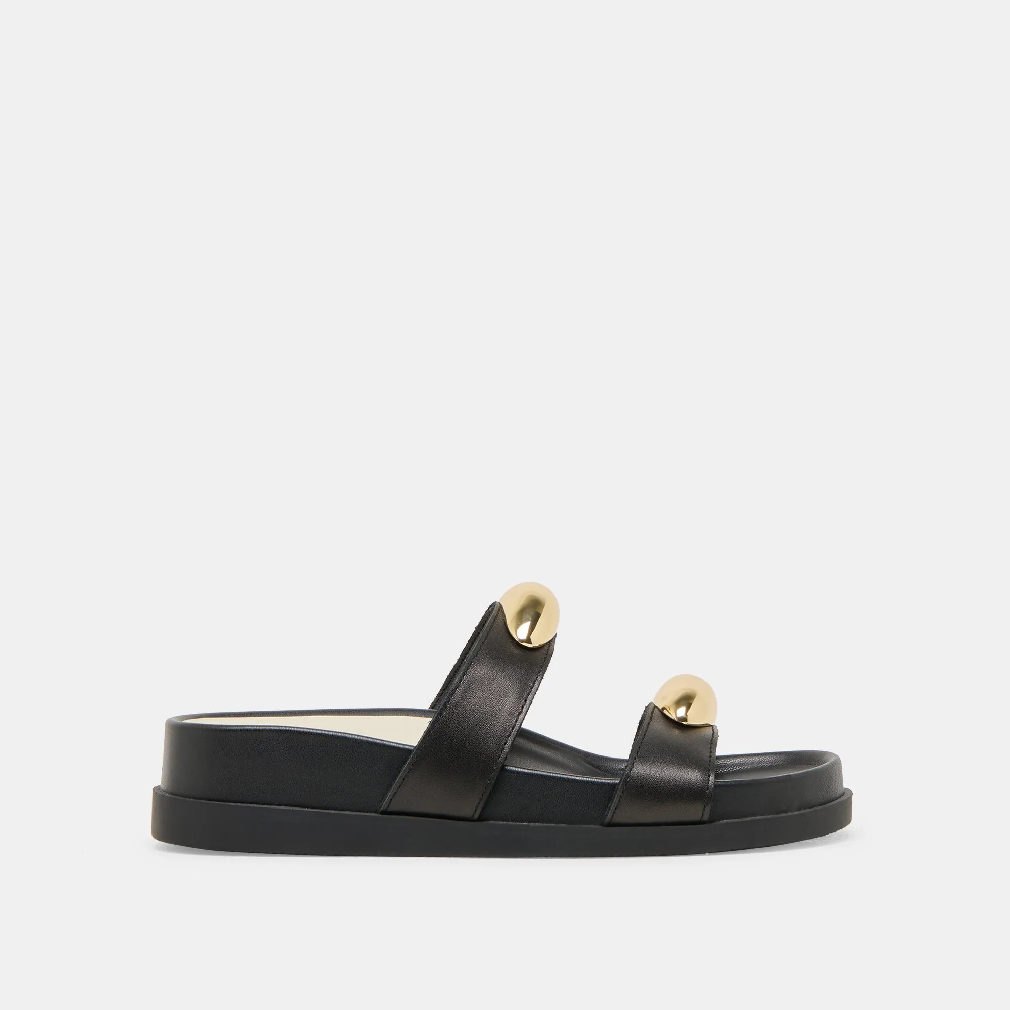 SANDALES SATINE EN CUIR NOIR