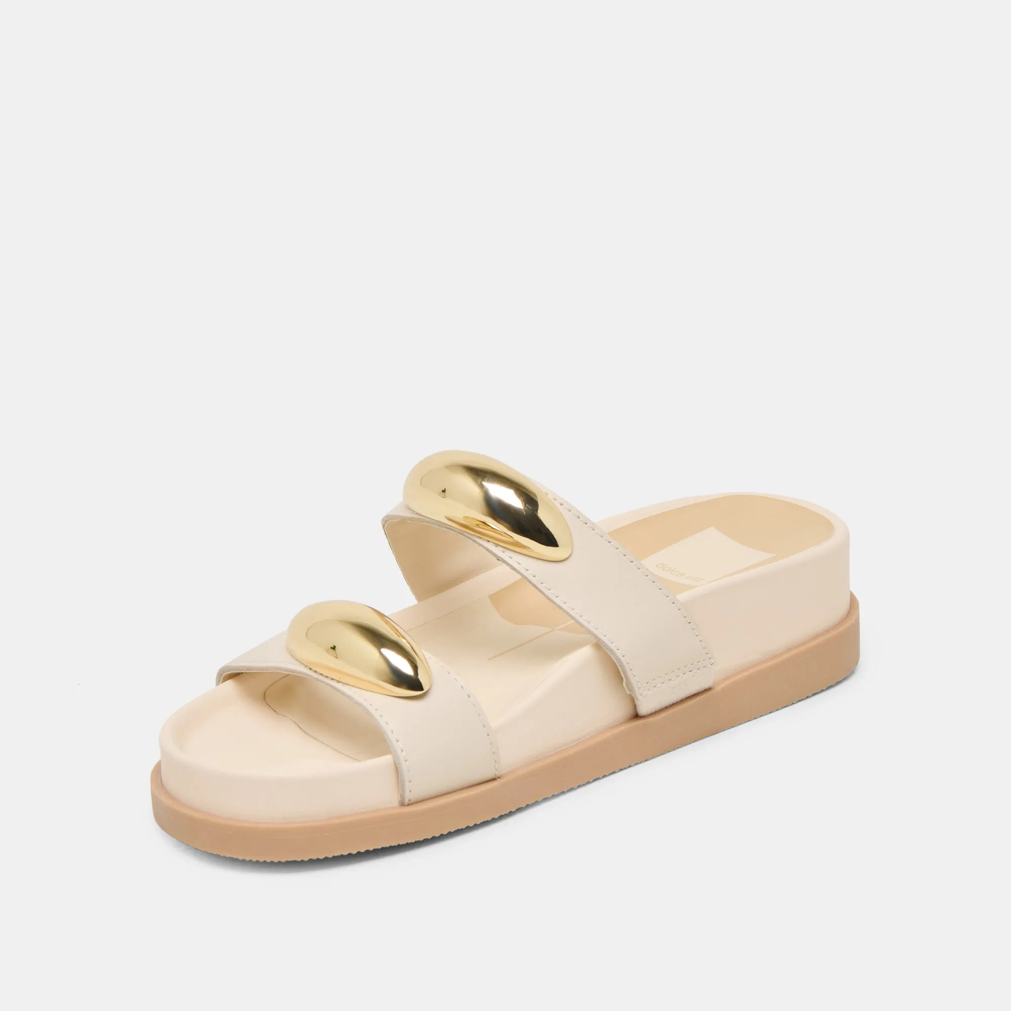 SANDALES SATINE EN CUIR BÉTON