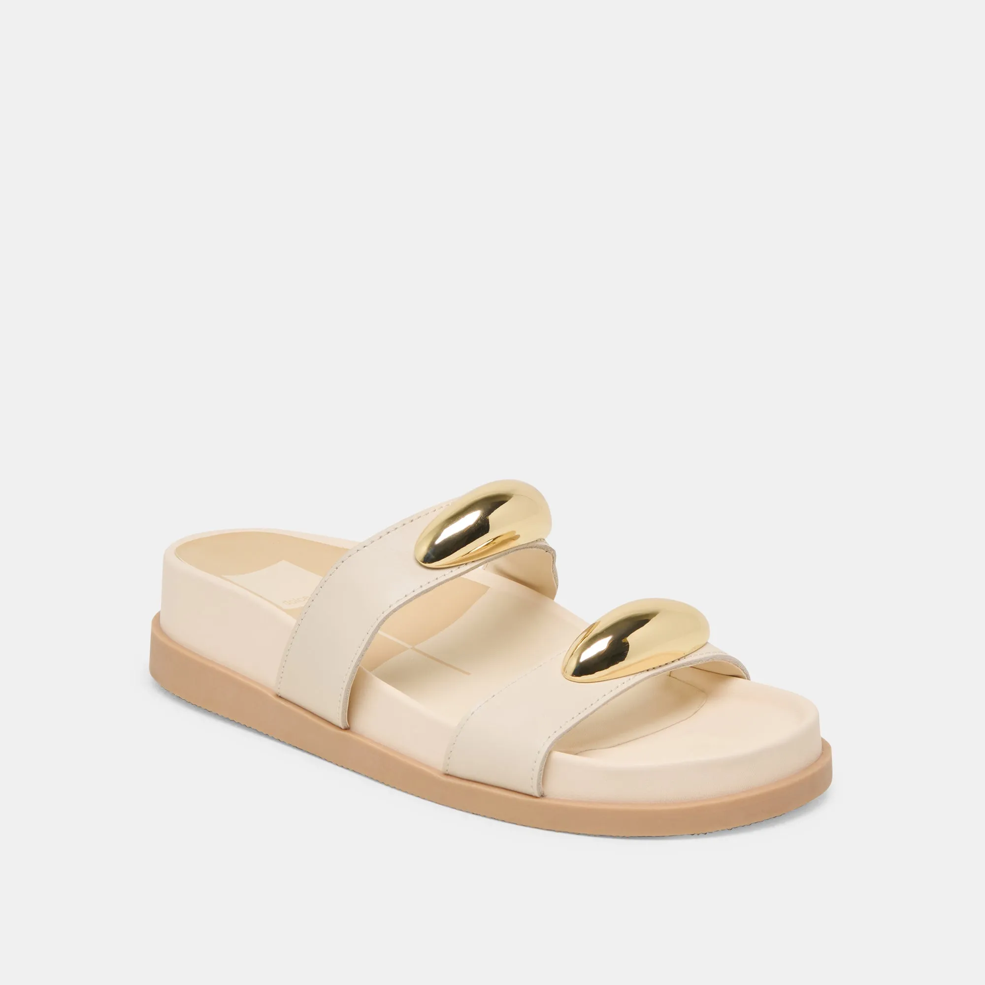 SANDALES SATINE EN CUIR BÉTON