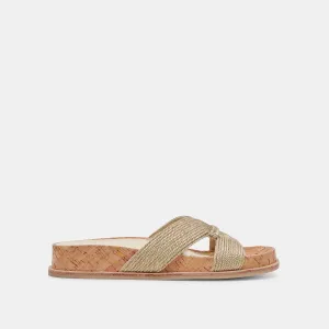 SELDA SANDALES DORÉES EN RAFFIA