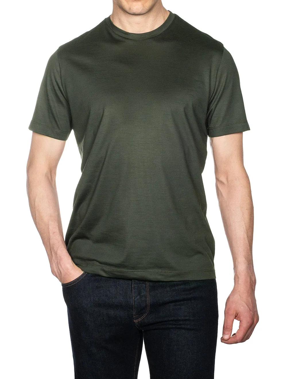 T-shirt en laine à manches courtes vert