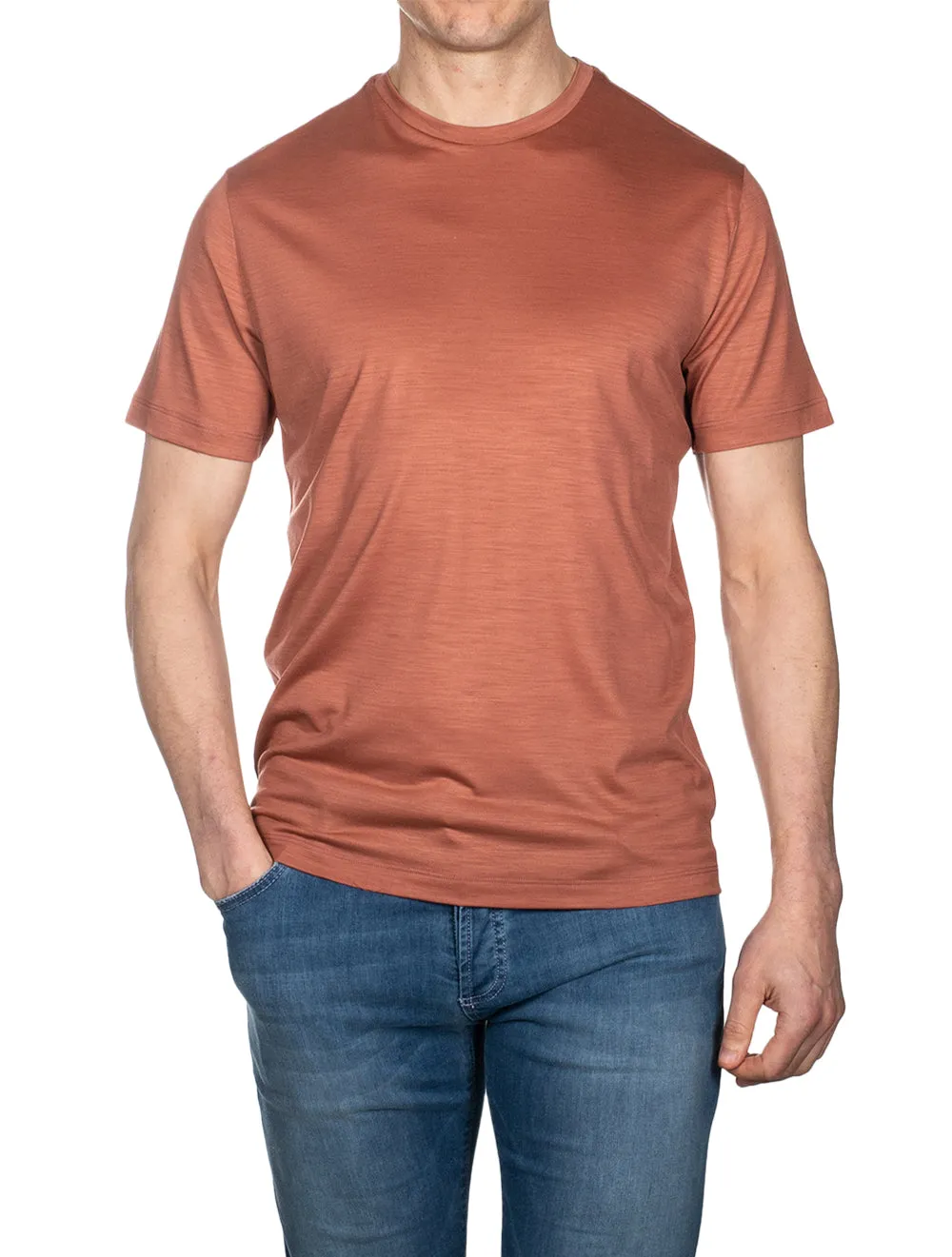 T-shirt en laine à manches courtes Pêche