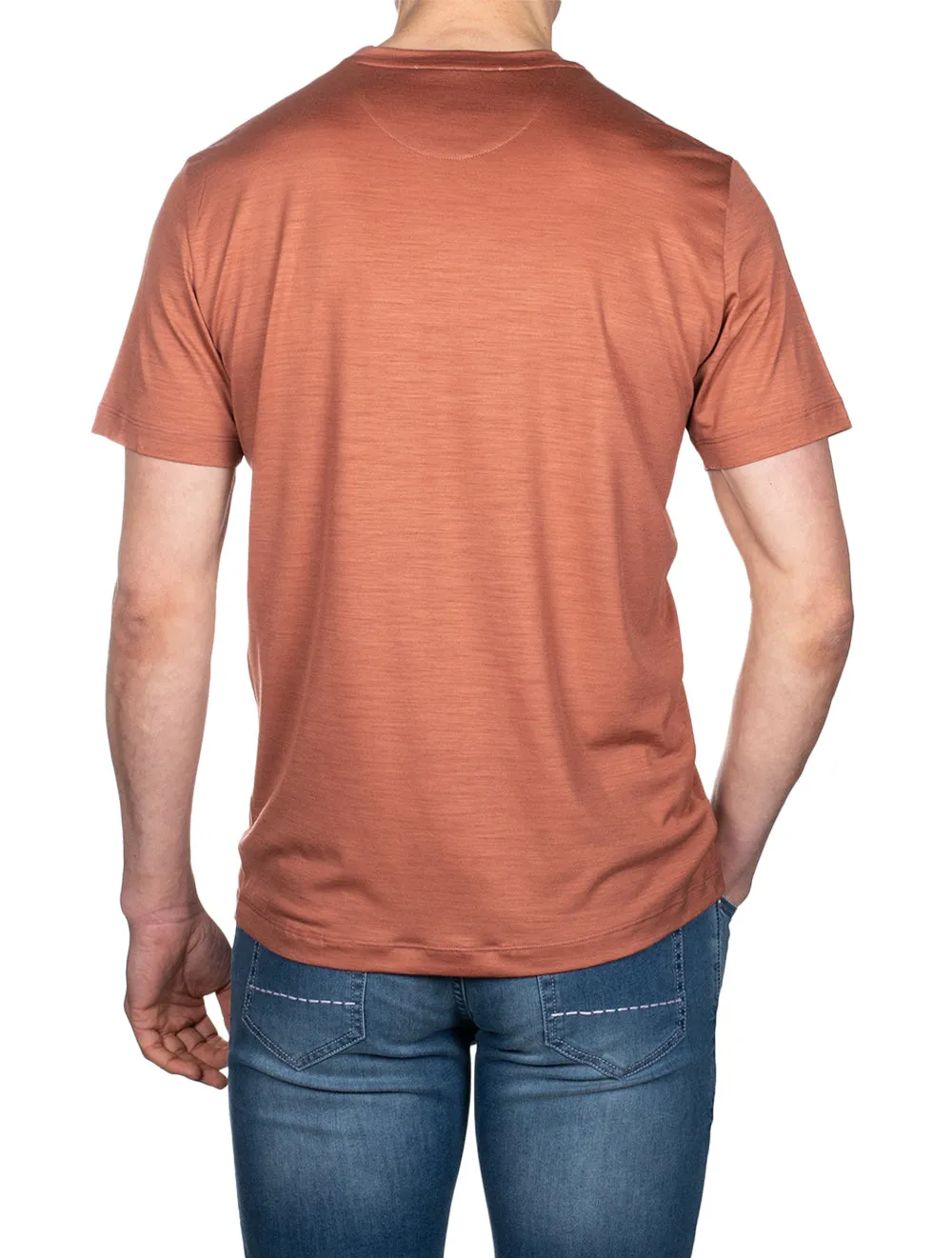 T-shirt en laine à manches courtes Pêche
