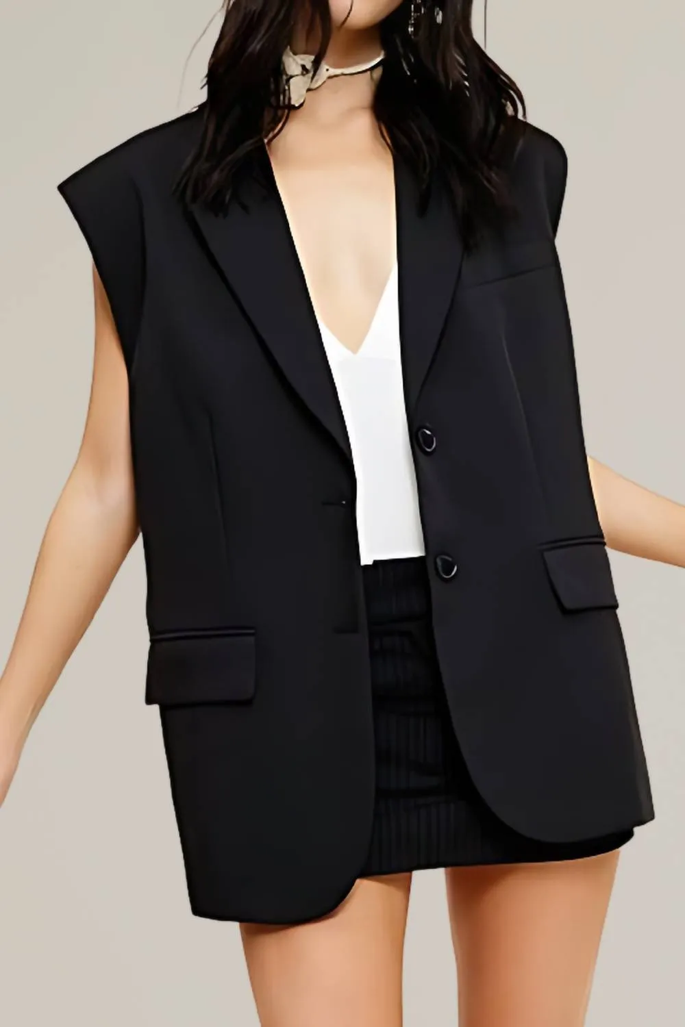 Veste gilet sans manches en noir