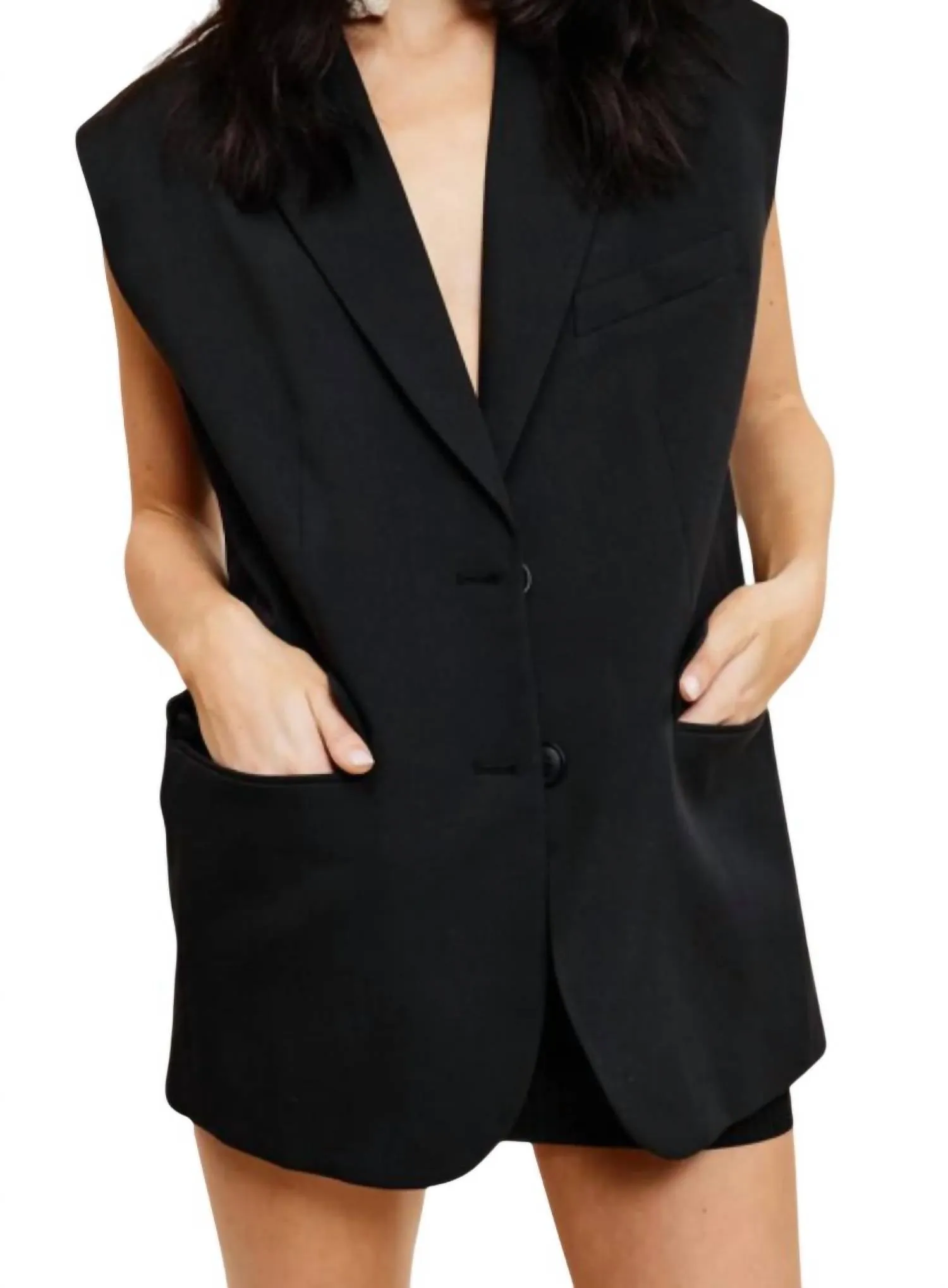 Veste gilet sans manches en noir