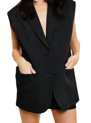 Veste gilet sans manches en noir