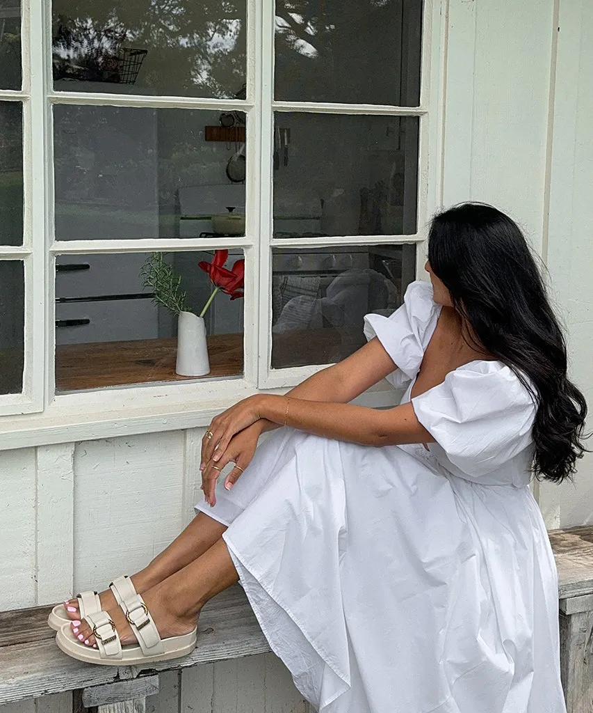SANDALES SOYA EN CUIR BLANC