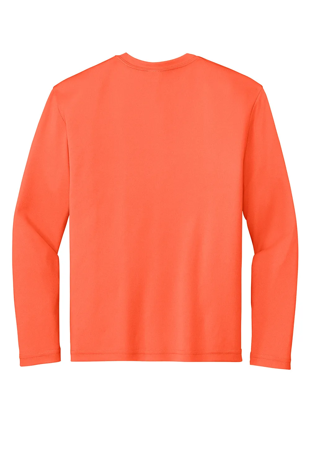 Sport-Tek T-shirt à manches longues et col rond pour jeunes compétiteurs, évacuant l'humidité - Orange néon