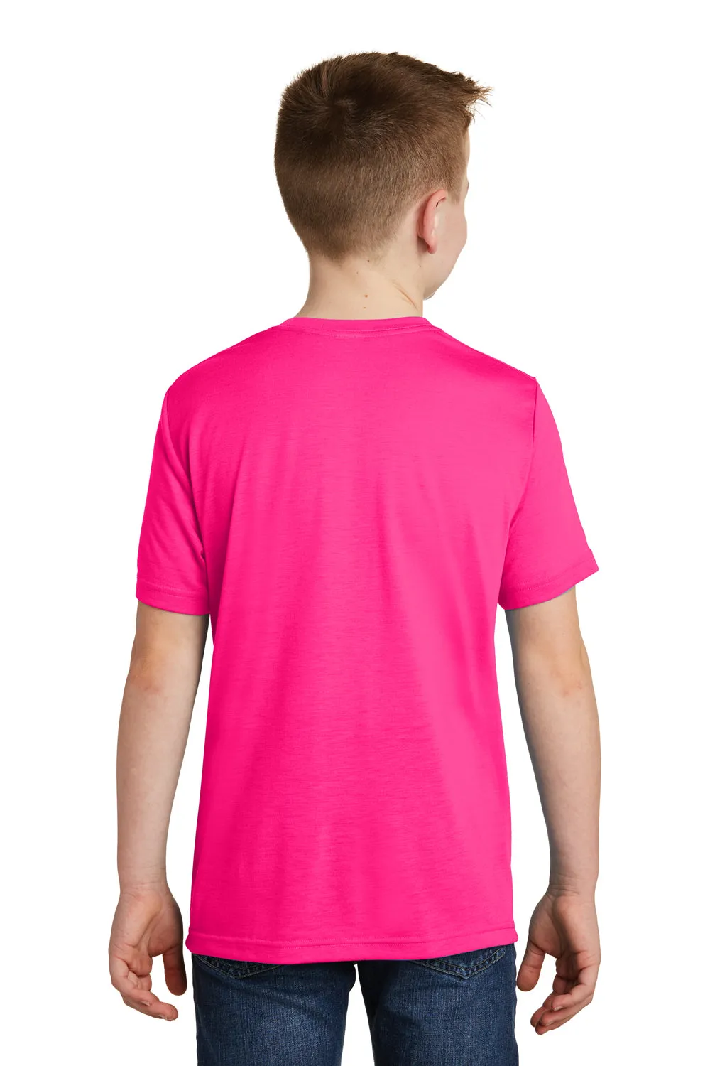 Sport-Tek T-shirt à col rond à manches courtes pour jeunes compétiteurs, évacuant l'humidité - Rose néon - Liquidation
