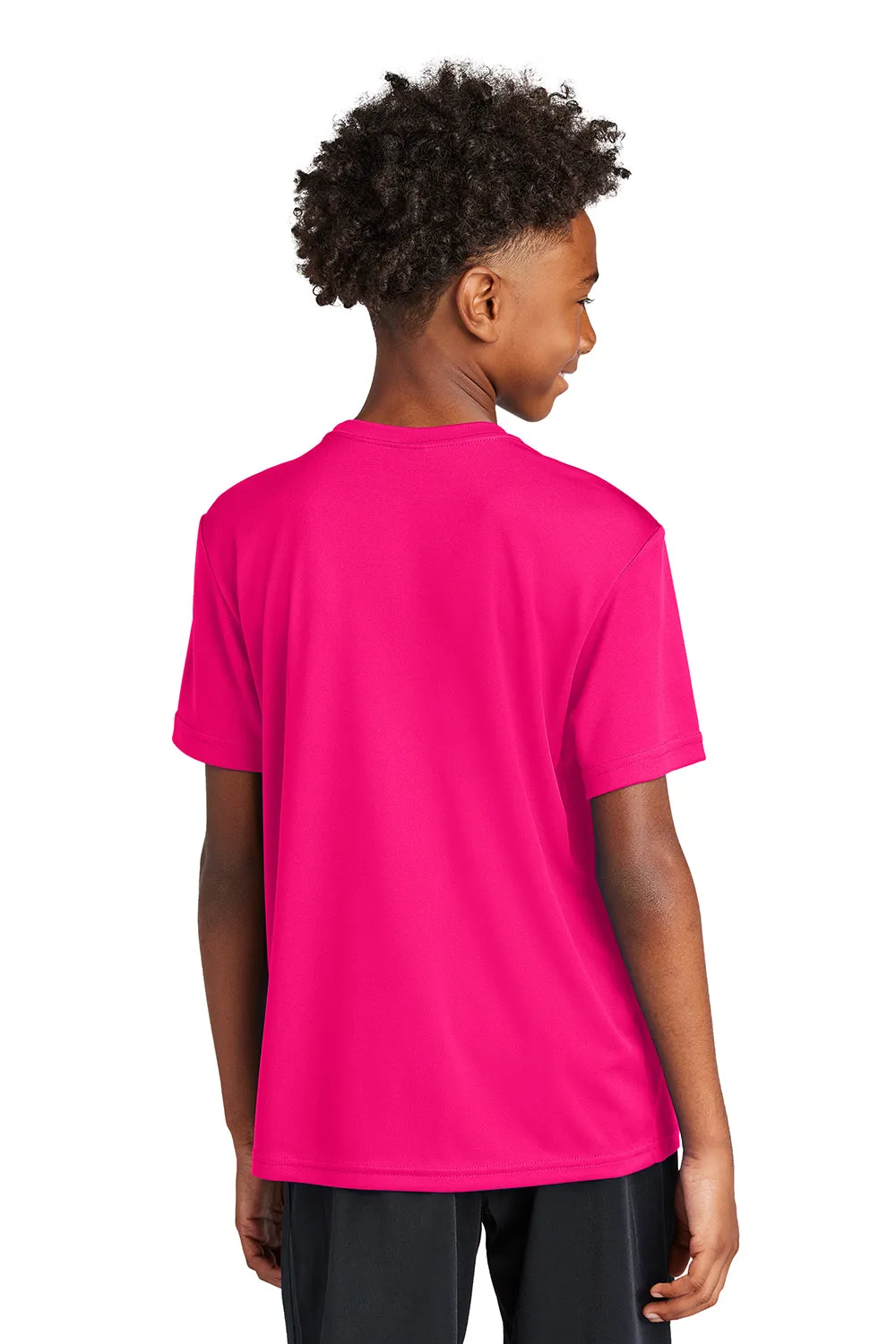 Sport-Tek T-shirt à col rond à manches courtes pour jeunes compétiteurs évacuant l'humidité - Rose framboise - Liquidation