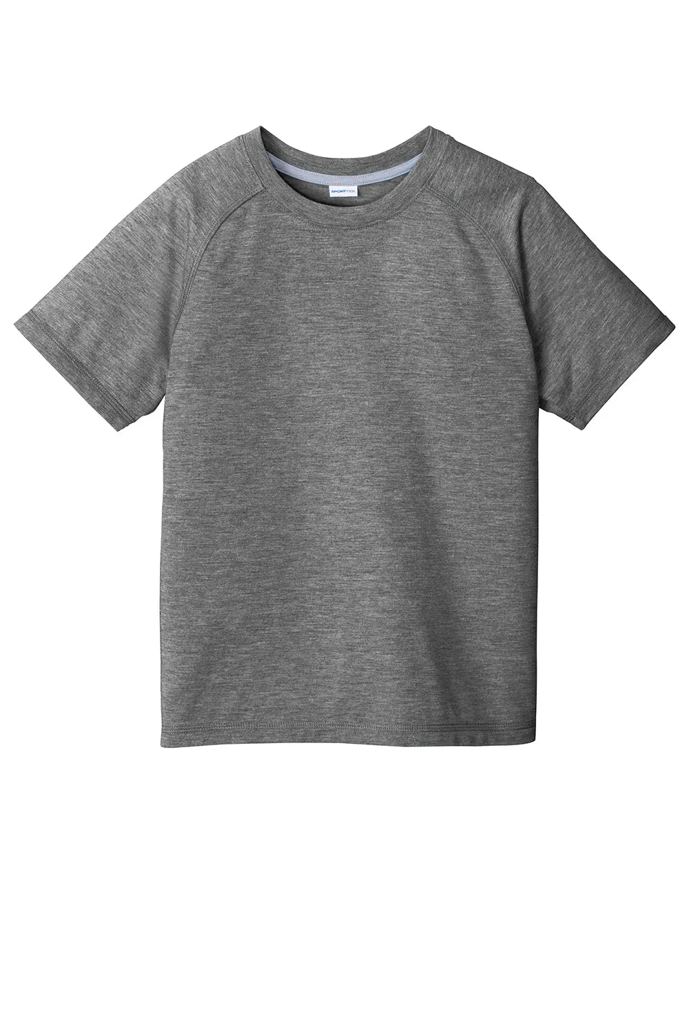 Sport-Tek T-shirt pour jeunes à manches courtes et col rond évacuant l'humidité - Gris foncé chiné