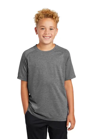 Sport-Tek T-shirt pour jeunes à manches courtes et col rond évacuant l'humidité - Gris foncé chiné