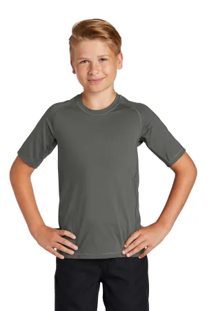 Sport-Tek T-shirt à manches courtes et col rond pour jeunes, évacuant l'humidité - Gris fumée foncé