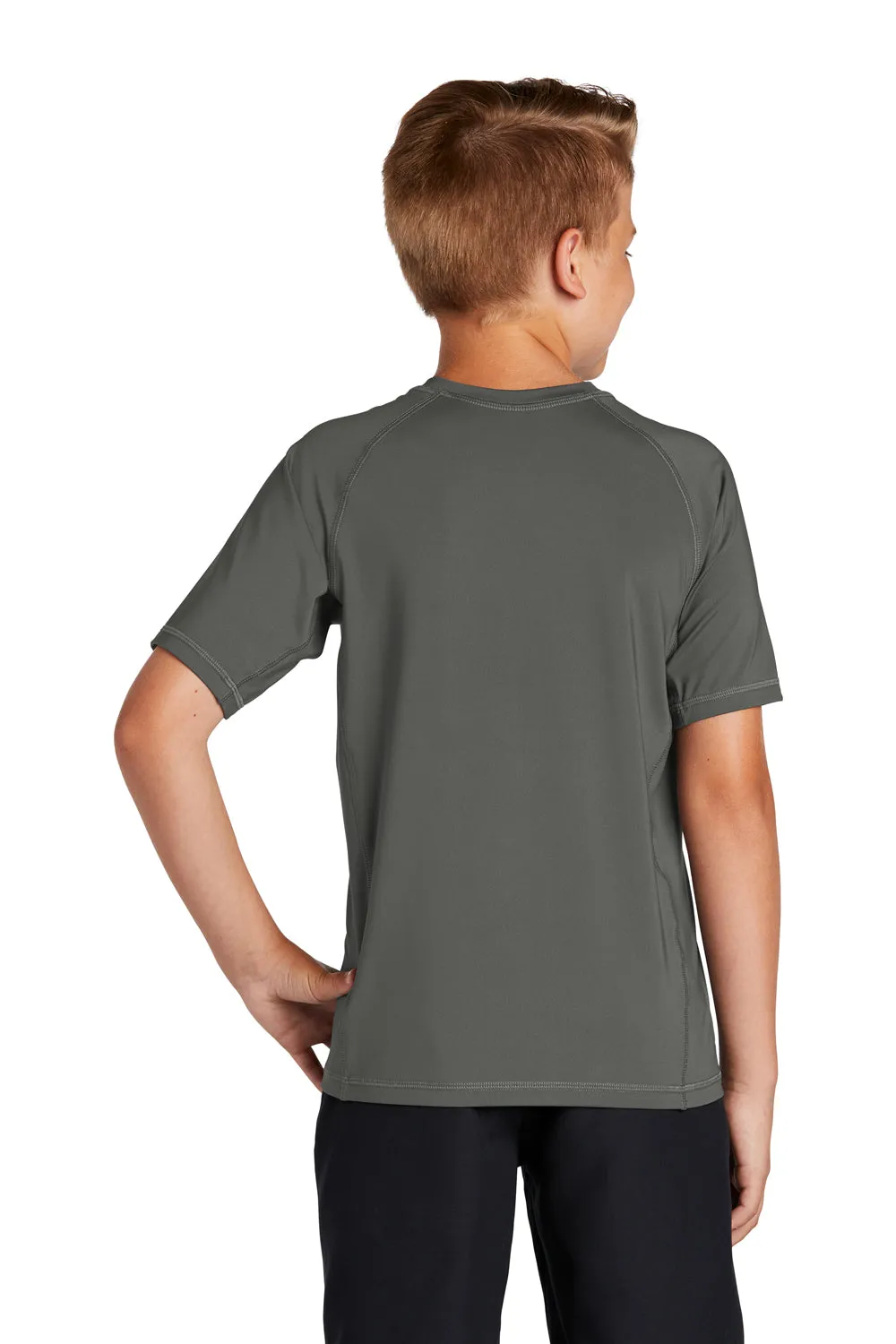 Sport-Tek T-shirt à manches courtes et col rond pour jeunes, évacuant l'humidité - Gris fumée foncé