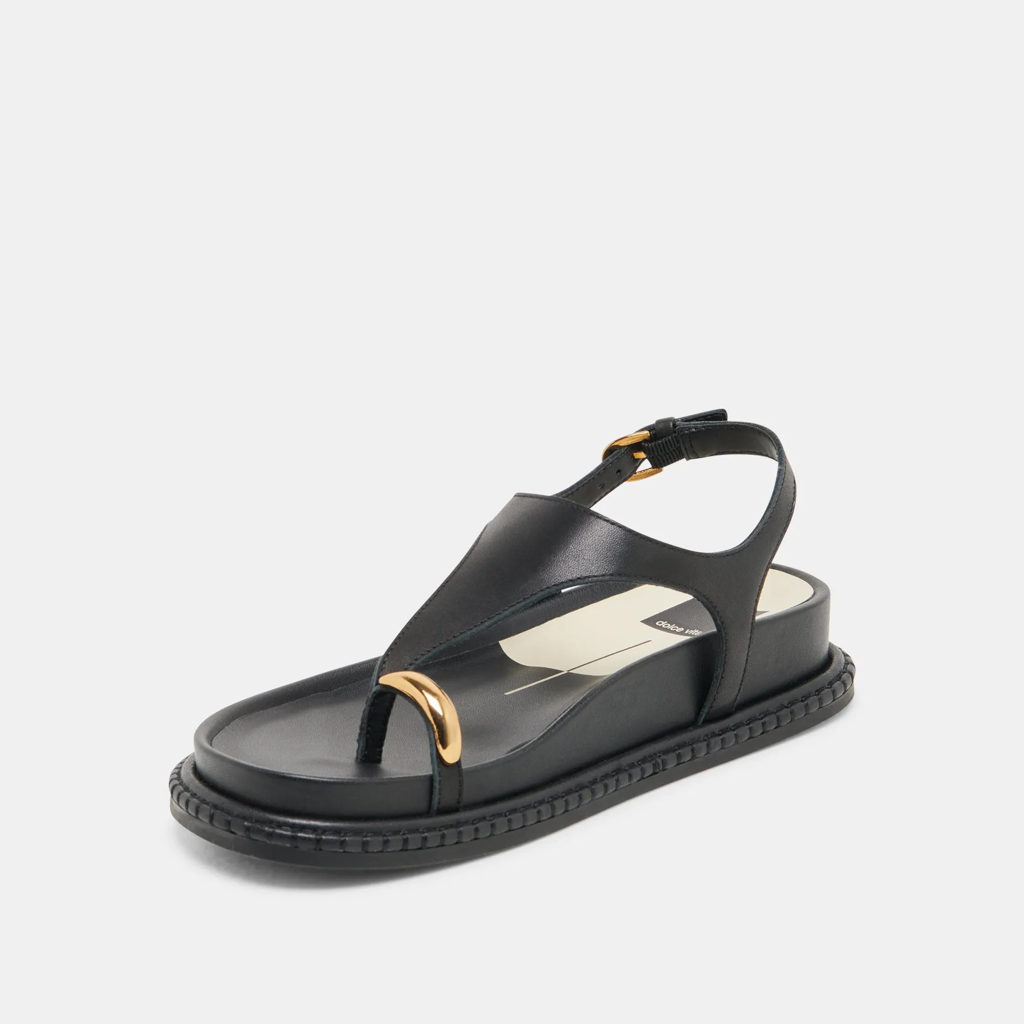 SANDALES STEFAN EN CUIR NOIR