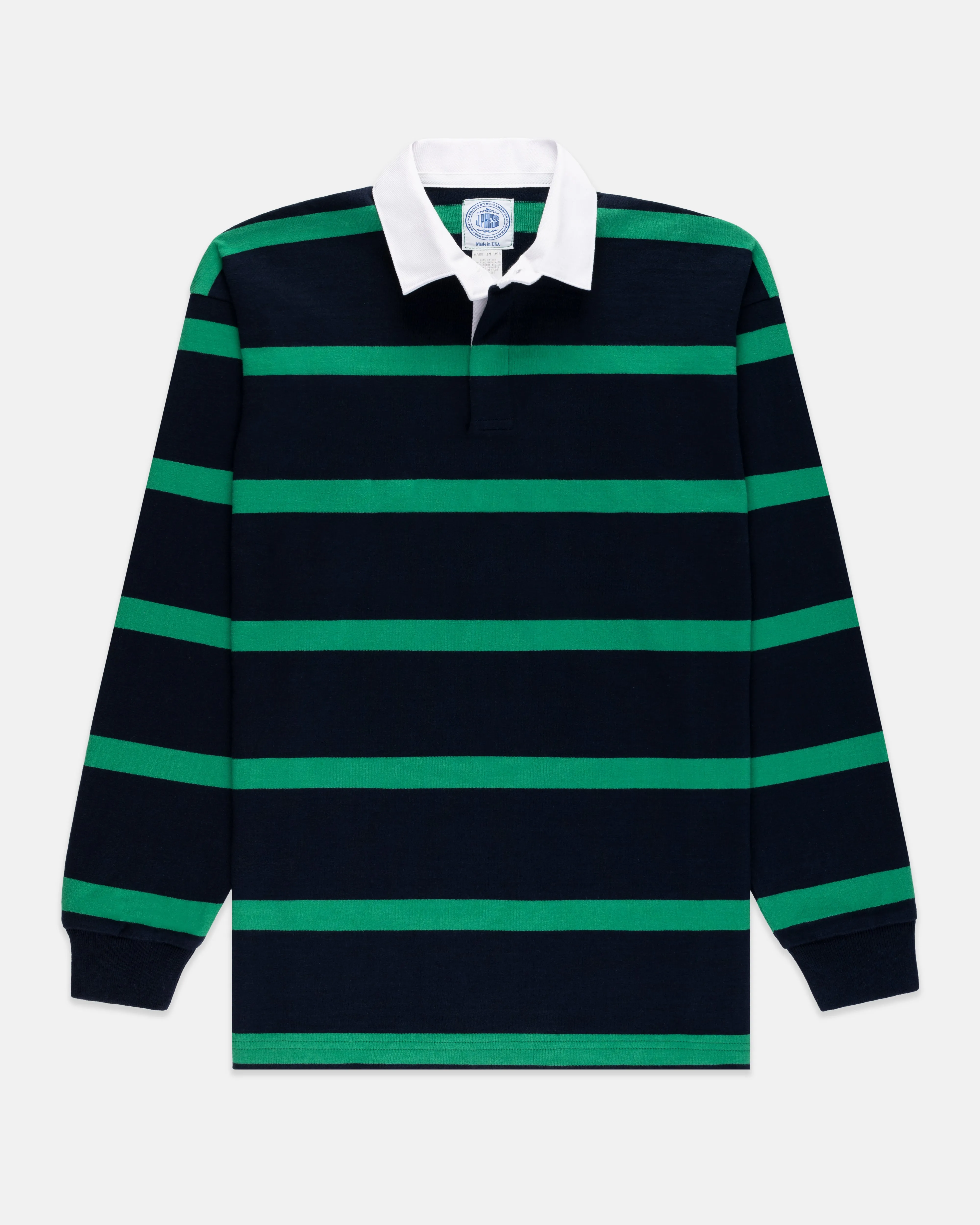MAILLOT DE RUGBY À RAYURES - MARINE/VERT KELLY