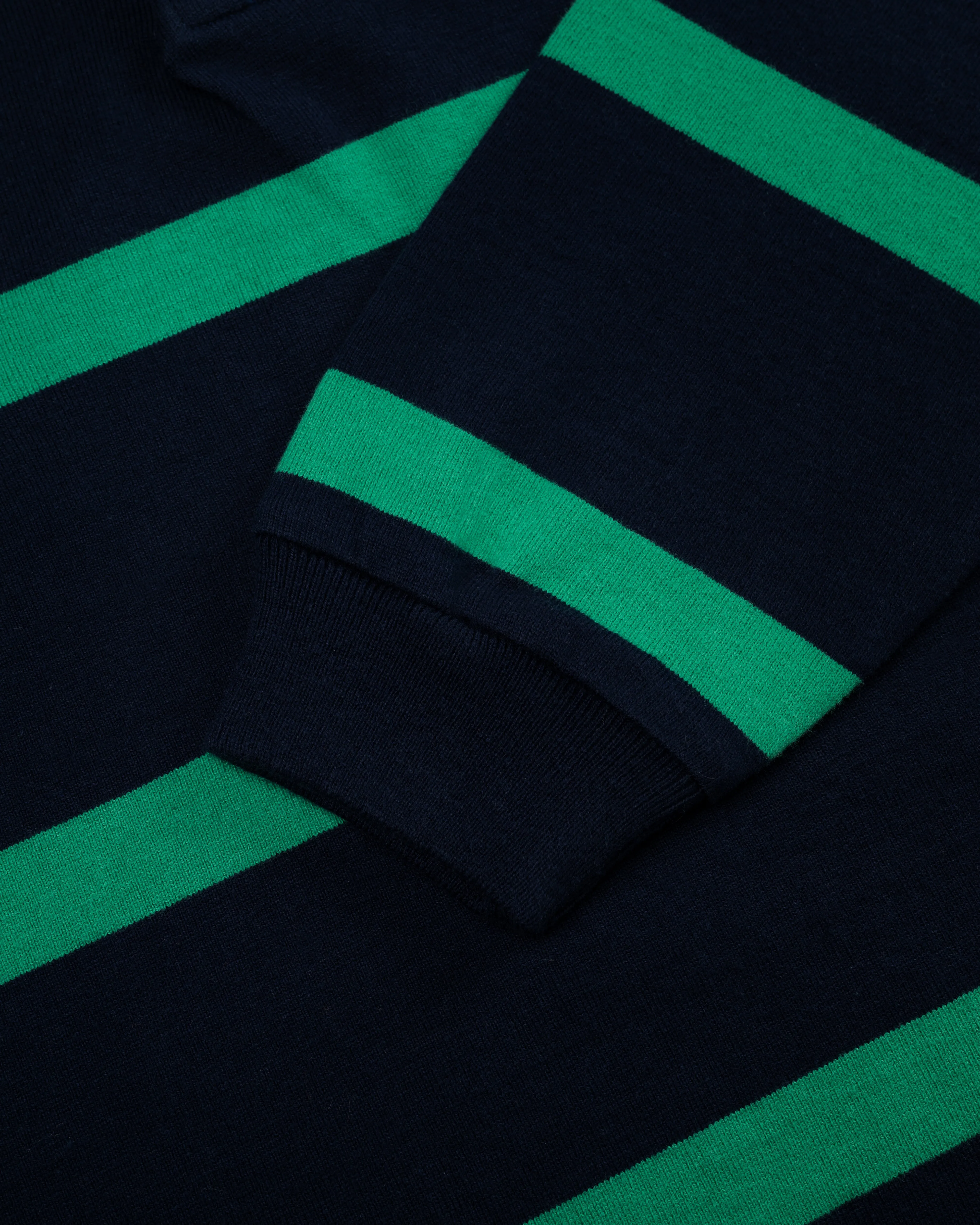 MAILLOT DE RUGBY À RAYURES - MARINE/VERT KELLY
