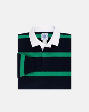 MAILLOT DE RUGBY À RAYURES - MARINE/VERT KELLY