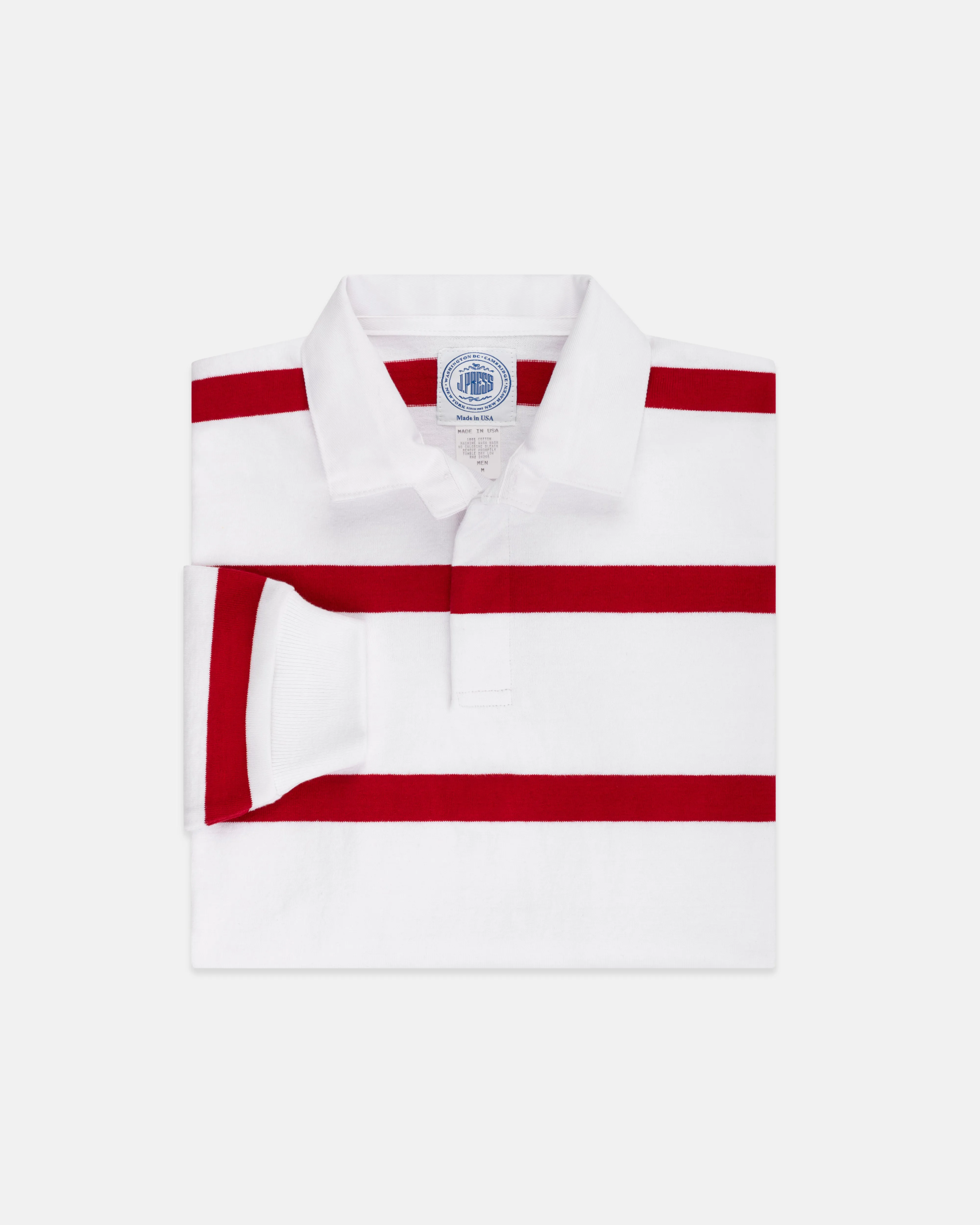 MAILLOT DE RUGBY À RAYURES - BLANC/ROUGE