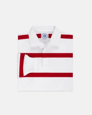 MAILLOT DE RUGBY À RAYURES - BLANC/ROUGE
