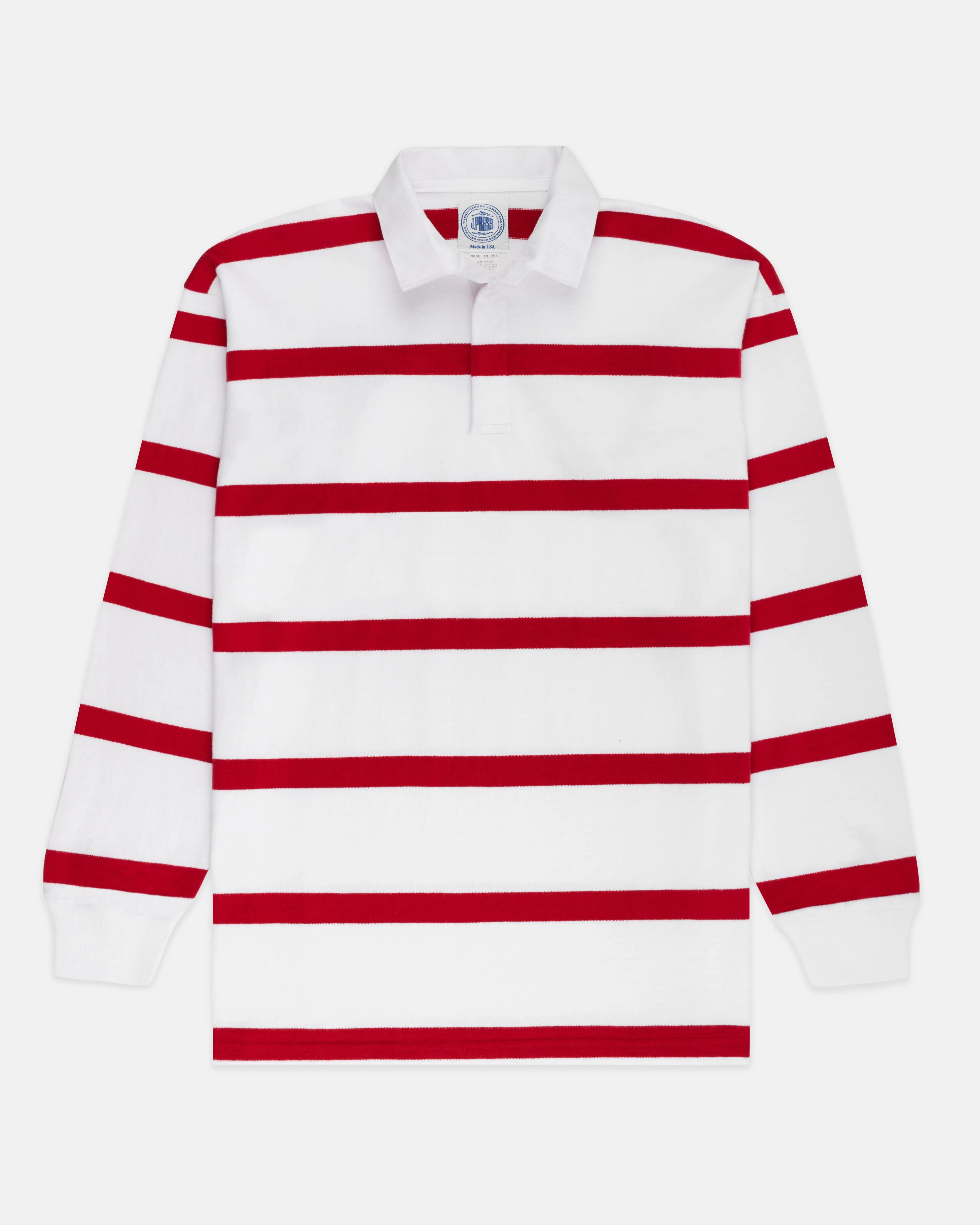 MAILLOT DE RUGBY À RAYURES - BLANC/ROUGE