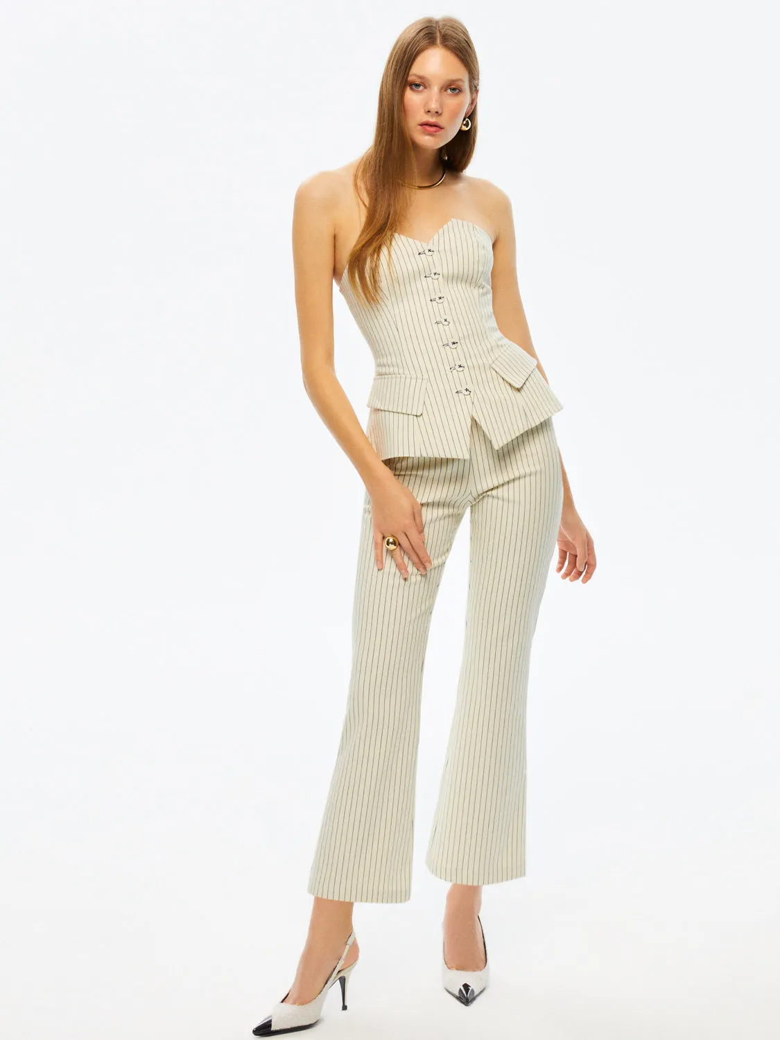 Pantalon large à rayures