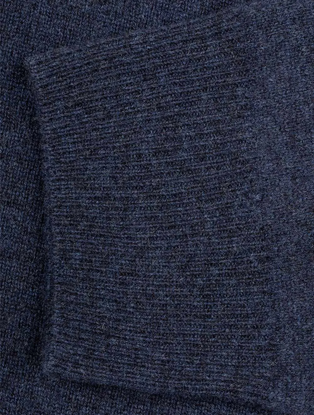 Pull Superfin en Laine Mérinos à Demi-Zip Bleu Marine Mélangé