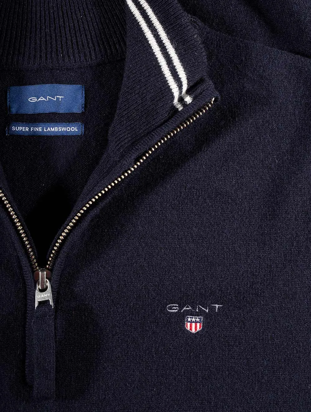 Pull Marine en Laine Superfine à Demi-Zip