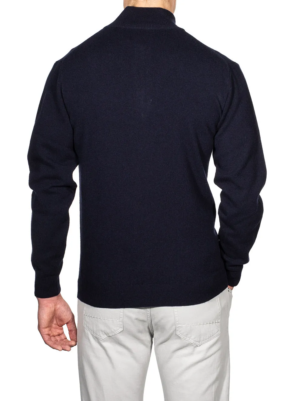 Pull Marine en Laine Superfine à Demi-Zip