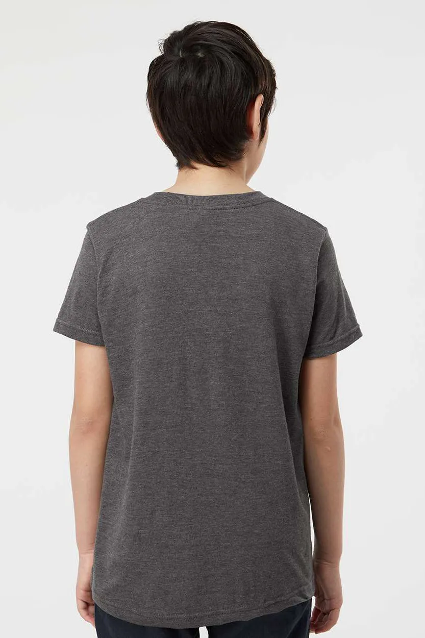 Tultex T-shirt pour jeunes en fin jersey à manches courtes et col rond - Gris charbon chiné