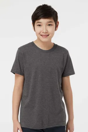 Tultex T-shirt pour jeunes en fin jersey à manches courtes et col rond - Gris charbon chiné