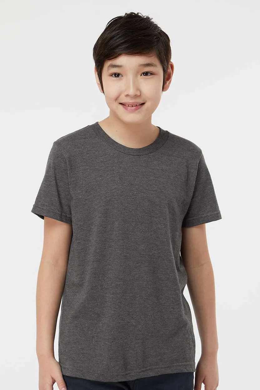 Tultex T-shirt pour jeunes en fin jersey à manches courtes et col rond - Gris charbon chiné