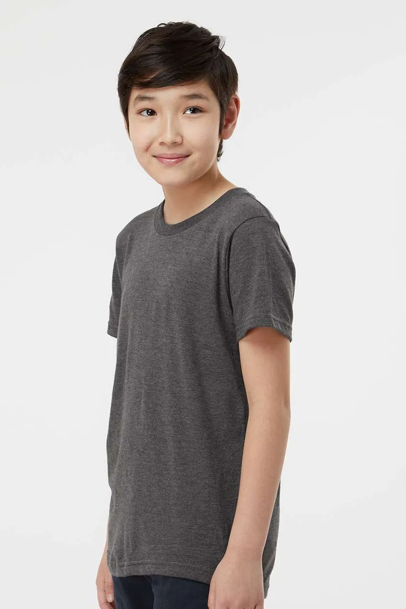 Tultex T-shirt pour jeunes en fin jersey à manches courtes et col rond - Gris charbon chiné