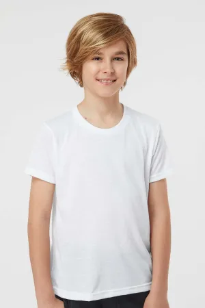 Tultex T-shirt à manches courtes et col rond pour jeunes en poly-riche - Blanc
