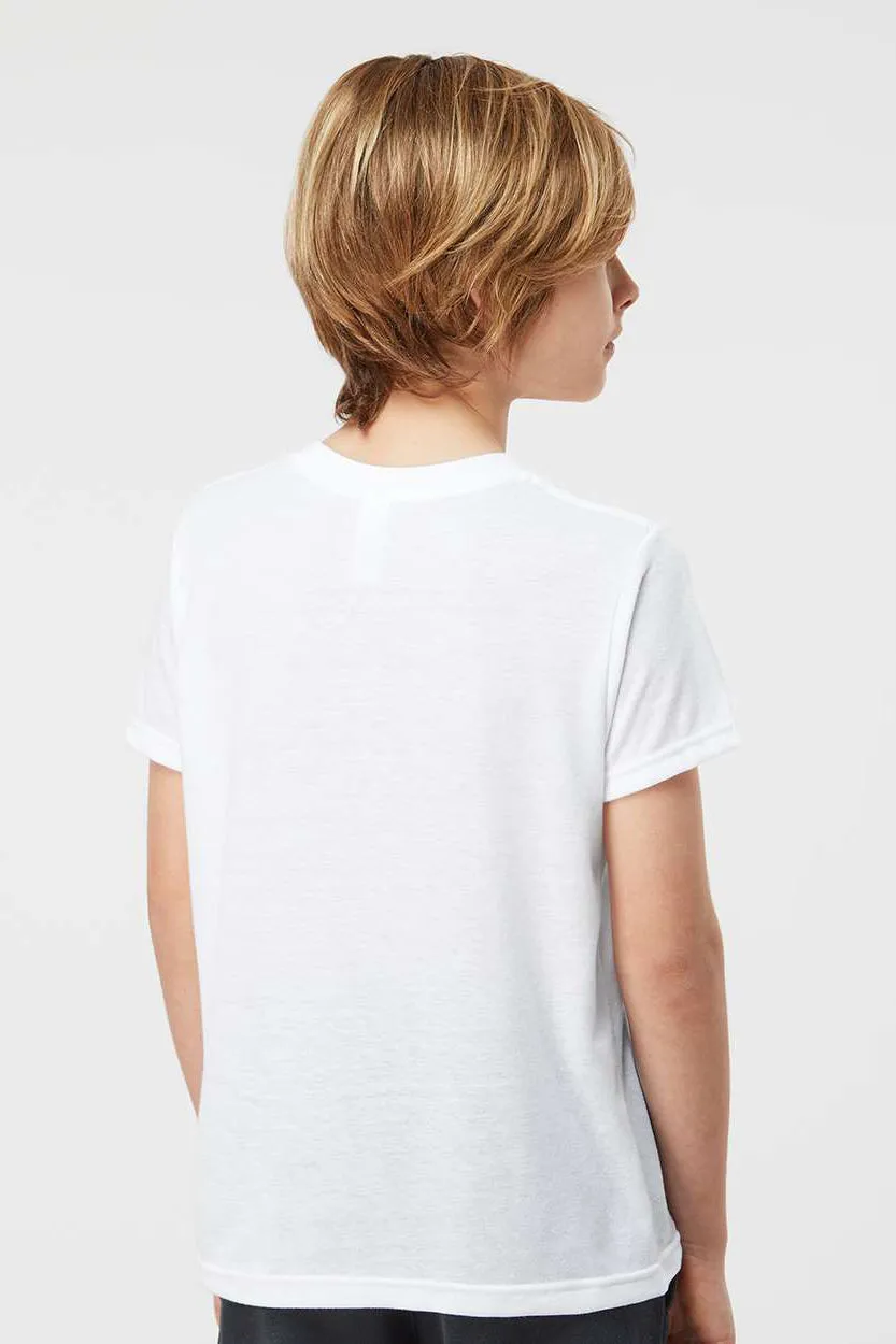 Tultex T-shirt à manches courtes et col rond pour jeunes en poly-riche - Blanc