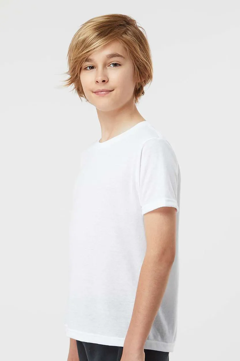 Tultex T-shirt à manches courtes et col rond pour jeunes en poly-riche - Blanc