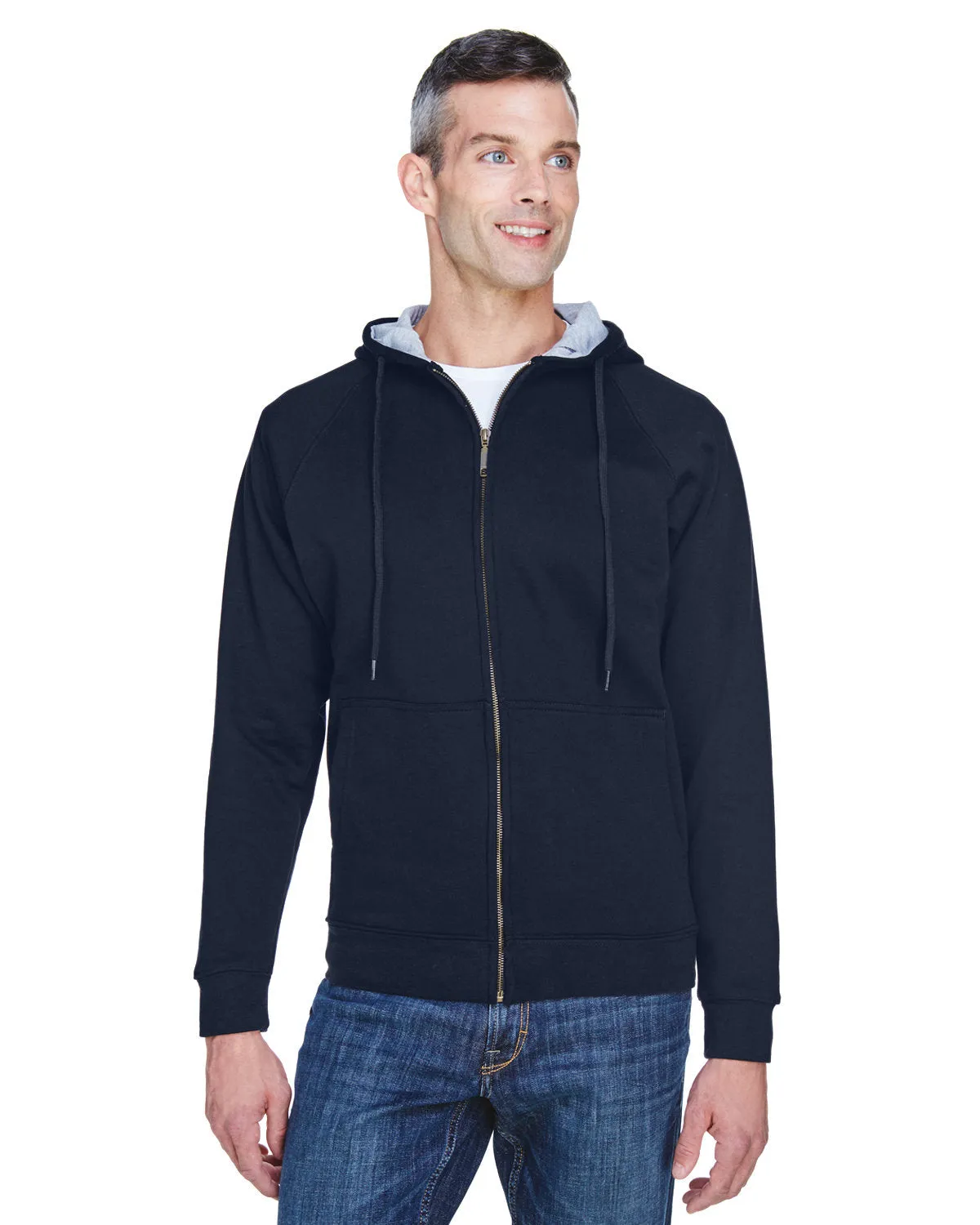 UltraClub 8463 Sweat à capuche en polaire doublée thermique avec fermeture éclair complète pour adulte résistant