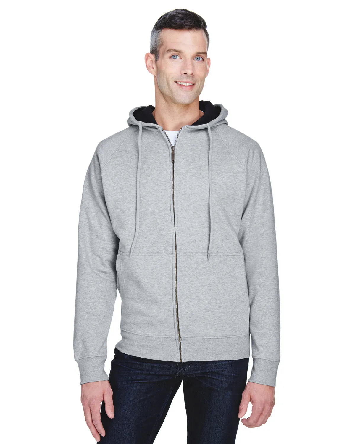 UltraClub 8463 Sweat à capuche en polaire doublée thermique avec fermeture éclair complète pour adulte résistant